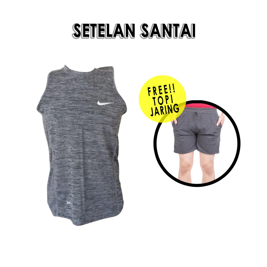 Setelan Santai! Baju Lekbong Singlet Misty dan Celana Pendek Baby Terry Polos