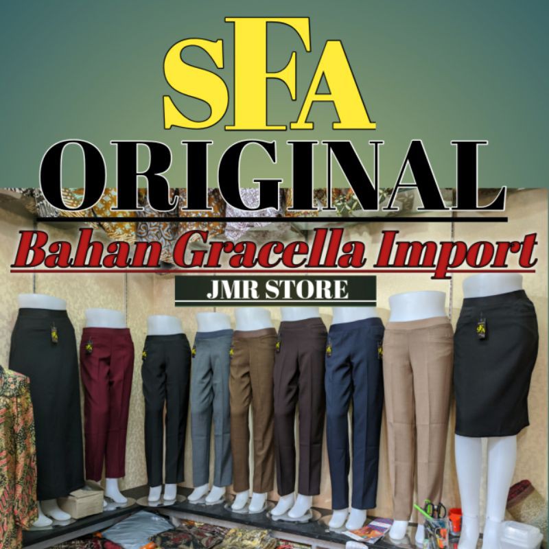 Celana  murah celana bahan wanita murah celana kantor celana pinggang karet merk SFA tersedia size j
