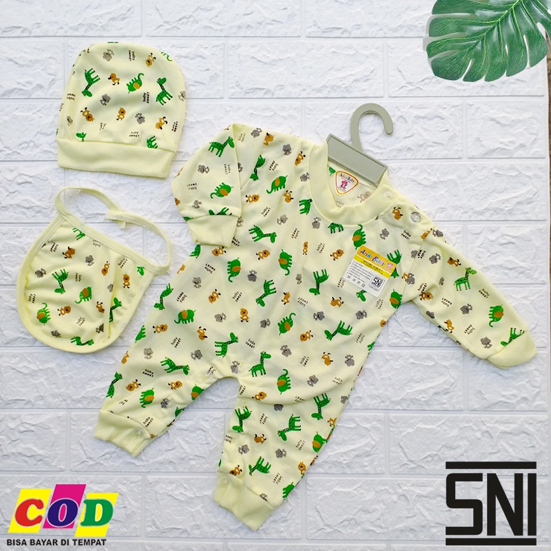 Ana Baby - Jumsuit Bayi Jumper Set Bayi Kupluk Celemek Set Komplit Bayi Baru Lahir