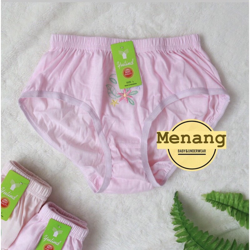 Celana Dalam Wanita Bordir Yutind 1lusin(12pcs) / CD Wanita Bahan Katun Murah dan Nyaman