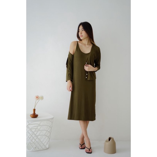 Olivia Set (Dress + Cardigan) – Ocha Wear | Setelan Wanita | Premium Korean Knit set | Setelan Murah Berkualitas