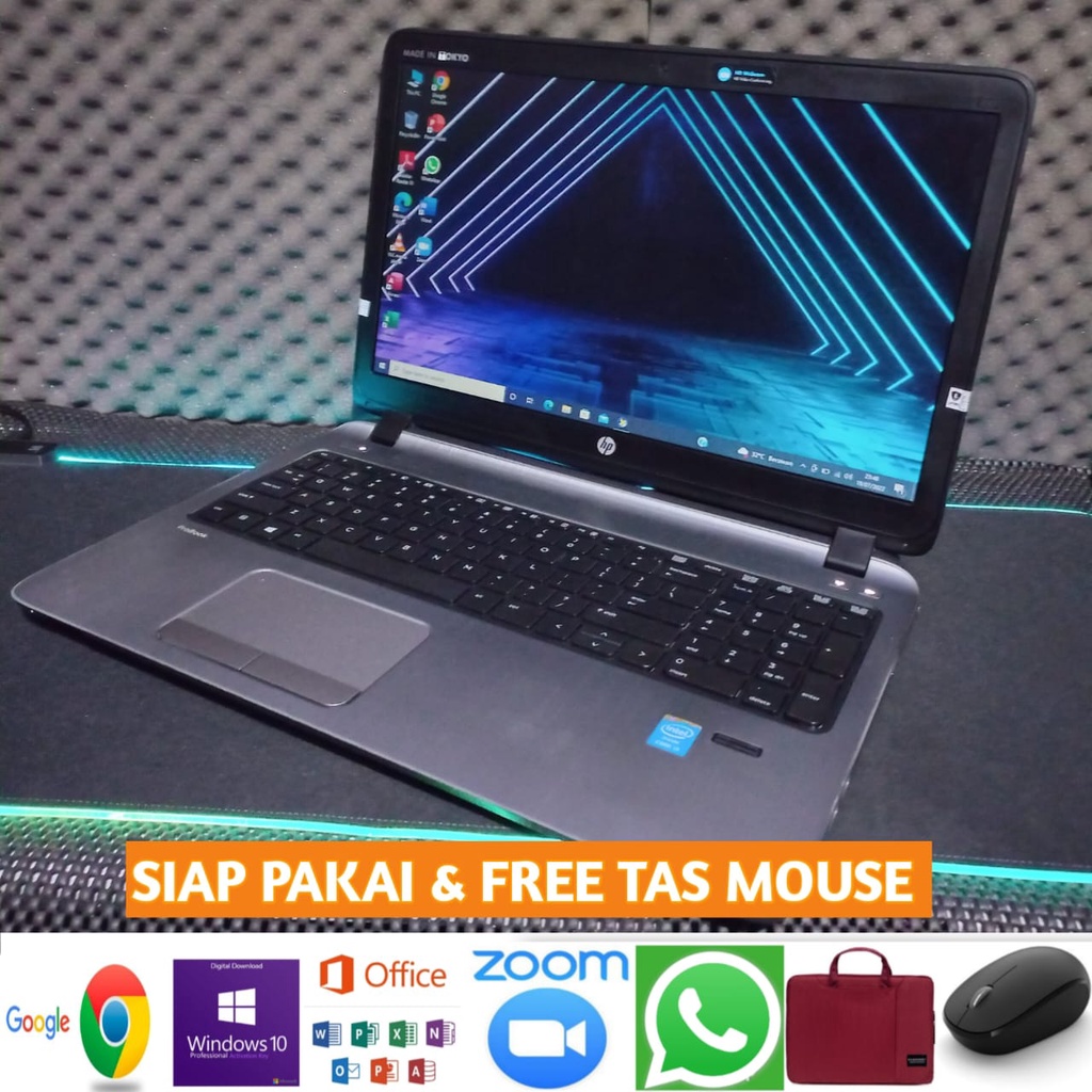 Laptop Hp ProBook 450 G2 Intel Core i3 Gen 4 Ram 8GB storage 500GB/128GB SSD  Windows 10 Siap pakai