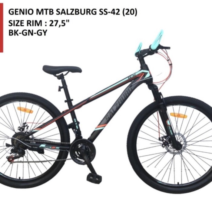 Sepeda gunung MTB 27.5 27,5 genio by united salzburg SS-42 SS42 SS 42 - BK GN GY