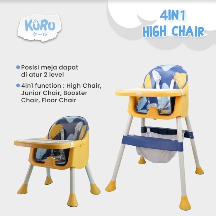 KURU 4in1 High Chair | Kursi Makan Bayi Leather Booster Low HC-201