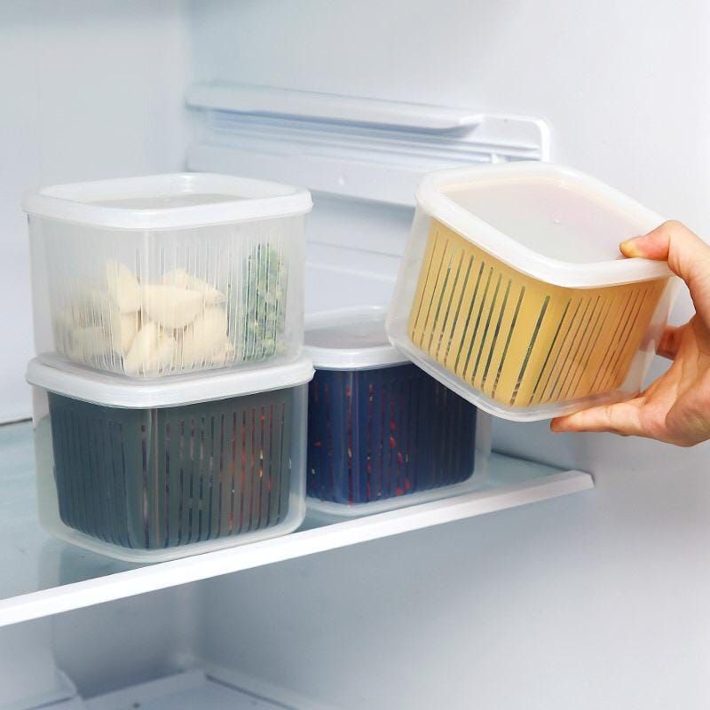 Food Organiser Strainer Kotak Makanan Jaring Anti Basah Murah Kontainer tempat saringan tempat buah tempat sayur Fridge Organizer