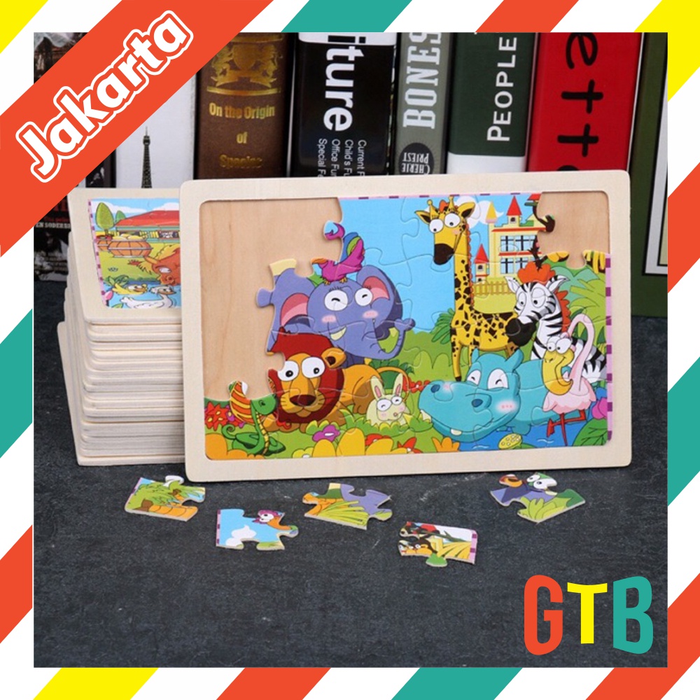 ❤️GTB❤️ Mainan Edukatif / Jigsaw Puzzle / Puzzle Kayu Gambar Kecil 24 Keping Lucu T004