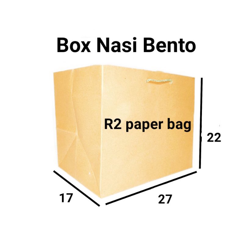 

Paper bag Coklat polos untuk Box nasi Bento Ukuran 27x22 tas kertas craft murah