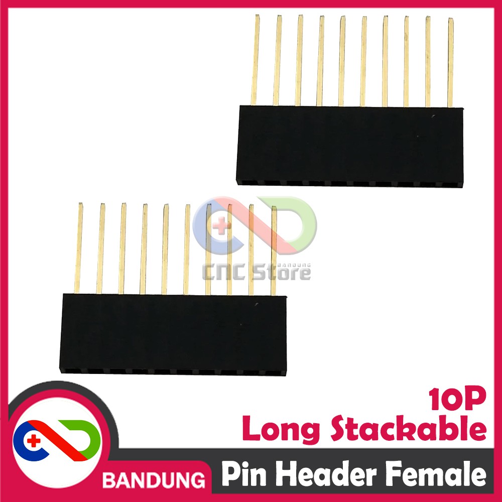 PIN HEADER FEMALE 10 10P 10MM LONG STACKABLE FOR ARDUINO UNO