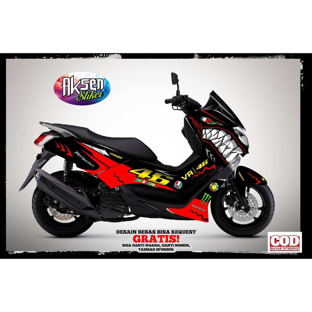Sticker NMAX Model Hiu Dekal Motor NMAX Waterproof Full Body Bisa Custom Nama High Quality Awet