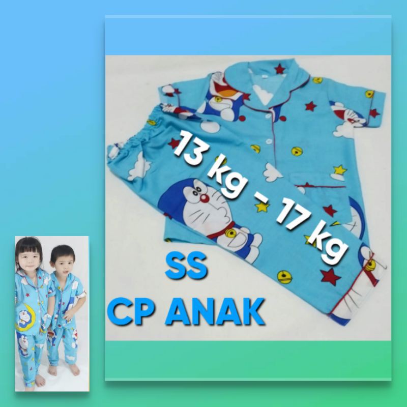 baju tidur anak setelan celana panjang lengan pendek piyama set couple motif katun jepang karakter