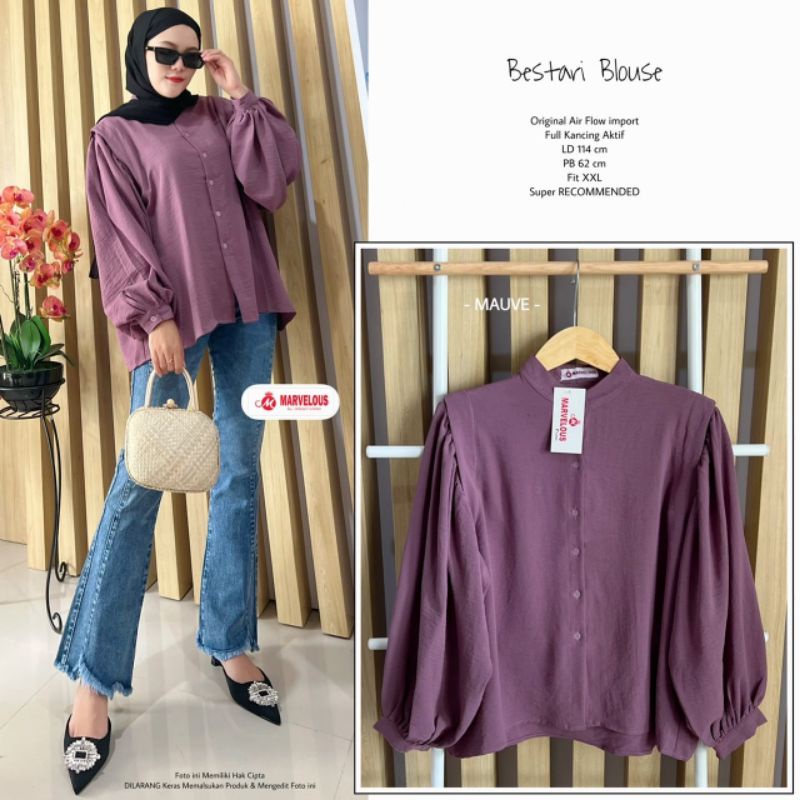 BESTARI BLOUSE BY MARVELOUS (BLOUSE POLOS MUSLIMAH) Blouse wanita rekomended