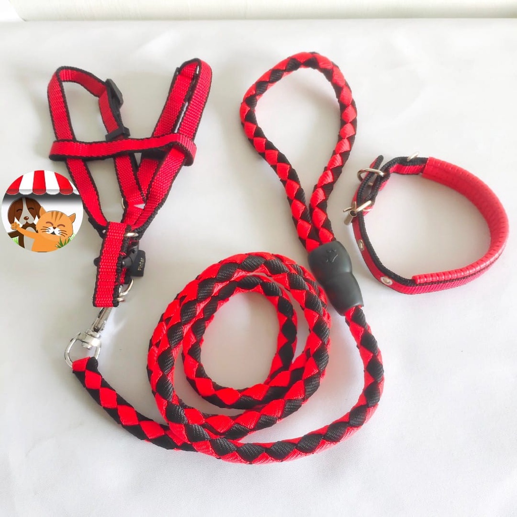 3in1 Tali Tuntun Harness Tali Leher Kalung Anjing Warna - LS17