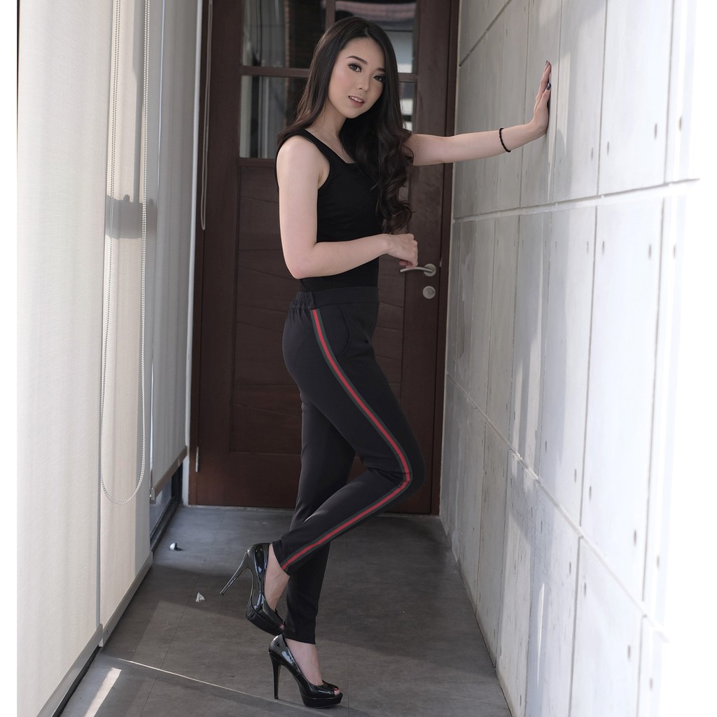  Celana  SCUBA GC Wanita  pants Panjang  Hitam Cewek Kekinian  