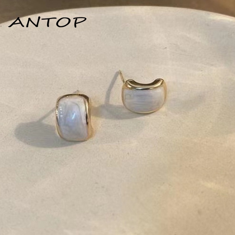 S925 Perak Korea Retro Anting Mutiara Fashion Anting Untuk Wanita Perhiasan Aksesoris ANTOP