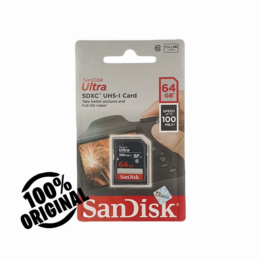 Memory Kamera/SDXC/SD Card Sandisk 64gb speed 100Mbs Original