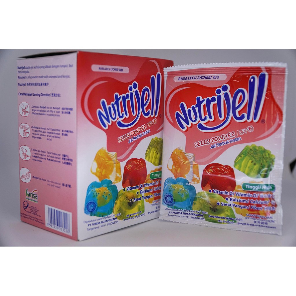 Nutrijell Agar&quot; Jelly Powder Nutrijel Ekonomis Rasa Leci 15 Gram