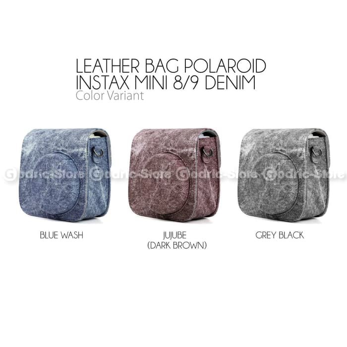 Fujifilm Leather Bag Polaroid Instax Mini 8   9 Tas Denim Jeans Case   Blue Wash