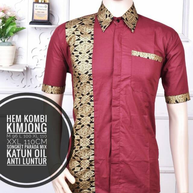 Baju Koko Dewasa Lengan Pendek Material Catton Adem Serap Keringat//KOKO PRIA KOMBINASI BATIK HITS ABMA Kimjong