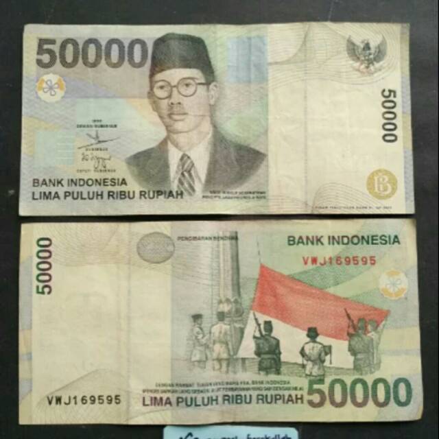 UANG KUNO Indonesia Rp. 50000 WR SUPRATMAN 1999 ASLI