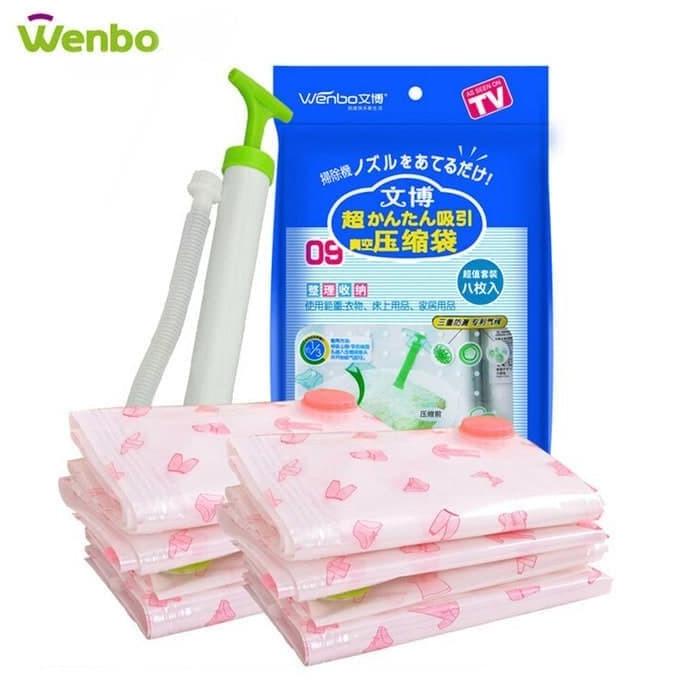 Wenbo Vacuum Bag / Vakum Tempat Pakaian Travel 8 in 1 + Free Pompa
