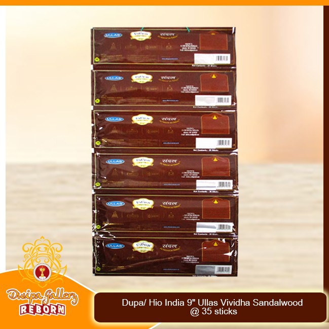 Dupa/ Hio India 9&quot; Ullas Vividha Sandalwood @ 35 sticks 1 Renceng 6pcs