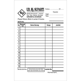 Cetak Nota Ncr Rangkap 2 Langsung Tembus Ukuran 10 X 16 Cm Atau 14 Folio