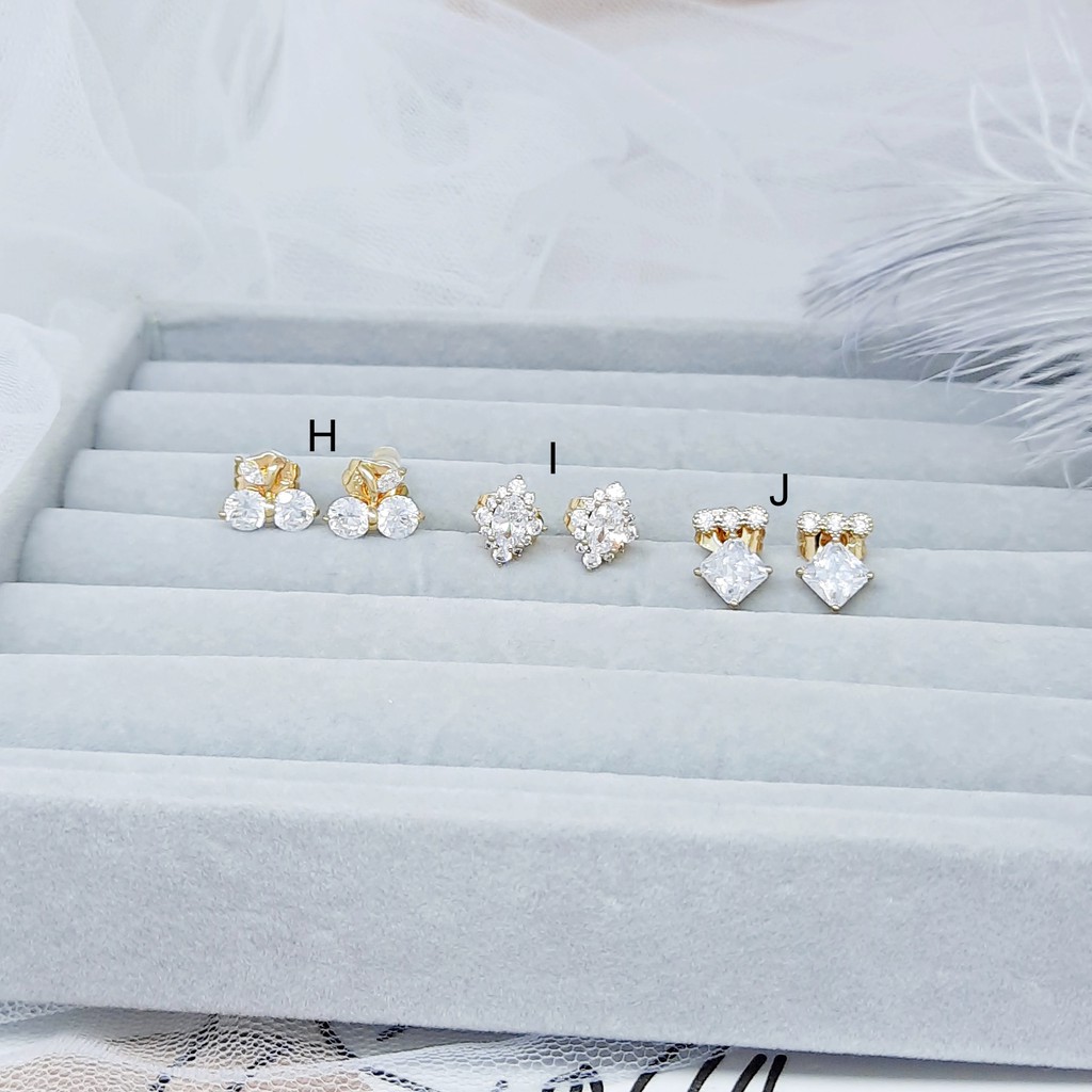 Perhiasan Anting Merek Xuping Asli Rhodium Premium Simple Putih Gold Silver - BE323