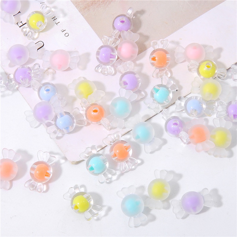 50 pcs 17x9mm Multicolor Acrylic Beads Permen Matte Longgar Spacer Beads Pembukaan 2mm Untuk Membuat Perhiasan DIY Gelang Kalung