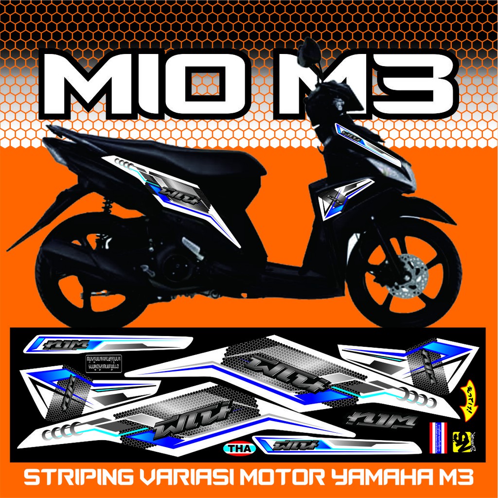 STIKER MIO M3 PUTIH VARIASI STRIPING MOTOR M3