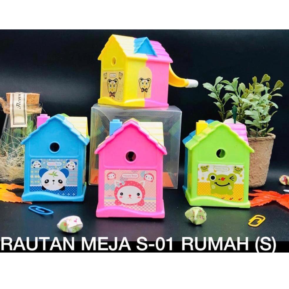 

[KODE C9Q88] ROYALE STATIONARY - SERUTAN PENSIL MEJA 2 WARNA BENTUK RUMAH MOTIF KARTUN RAUTAN PENSIL MEJA.