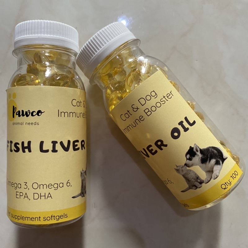 Pawco Fish Liver Oil Vitamin Minyak Ikan 100 pcs untuk Anjing Kucing Burung Bird Cat Dog