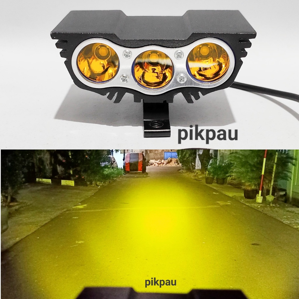 Lampu Tembak Sorot Owl Kuning Cree 3 Mata 30Watt Ultra Rare 12 Volt - 80 Volt 3 Mode Lampu Kabut