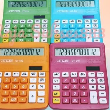 

Baru - Calculator Kalkulator Citizen CT 519 12 digit warna pink hijau biru orange CITIZEN CT-519 爽