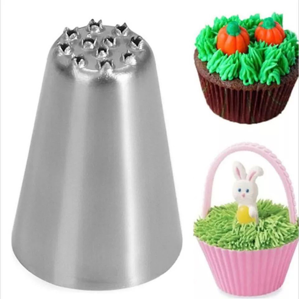 3pcs Spuit Piping Icing Bentuk Rumput Bahan Stainless Steel Aneka Warna Untuk Dekorasi Kue
