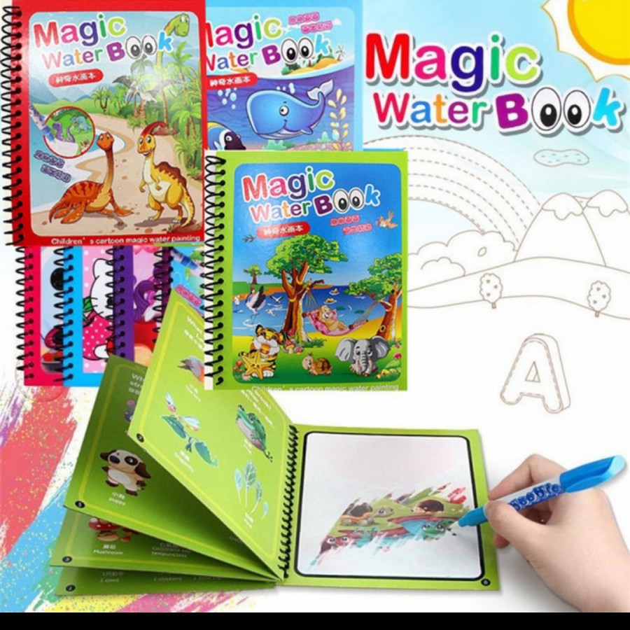 

MAGIC WATER BOOK Buku Gambar Air Ajaib Mainan Edukasi Anak Pulpen Baby / Magic Book