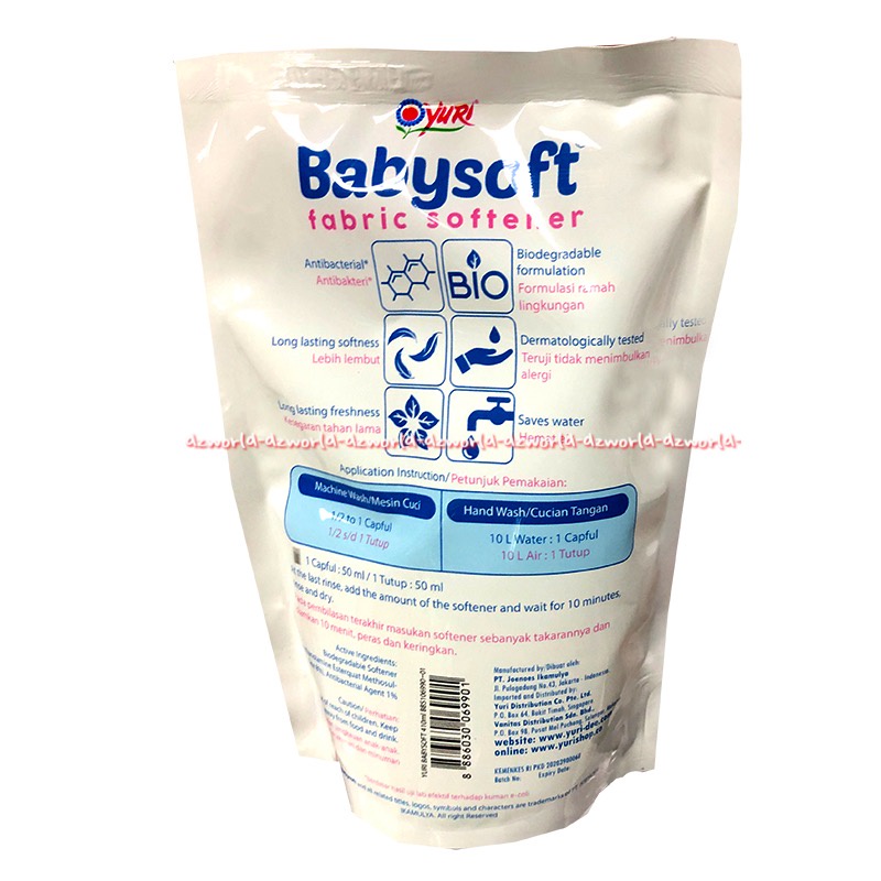 Yuri Babysoft 410ml Fabric Softener Pelembut Pakaian Baju Bayi Anak Baby Soft Bebi Soft Yurri