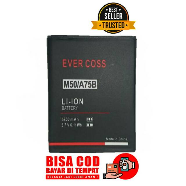 BATERAI BATRE BATRAI EVERCOSS M50 STAR A75B ORIGINAL