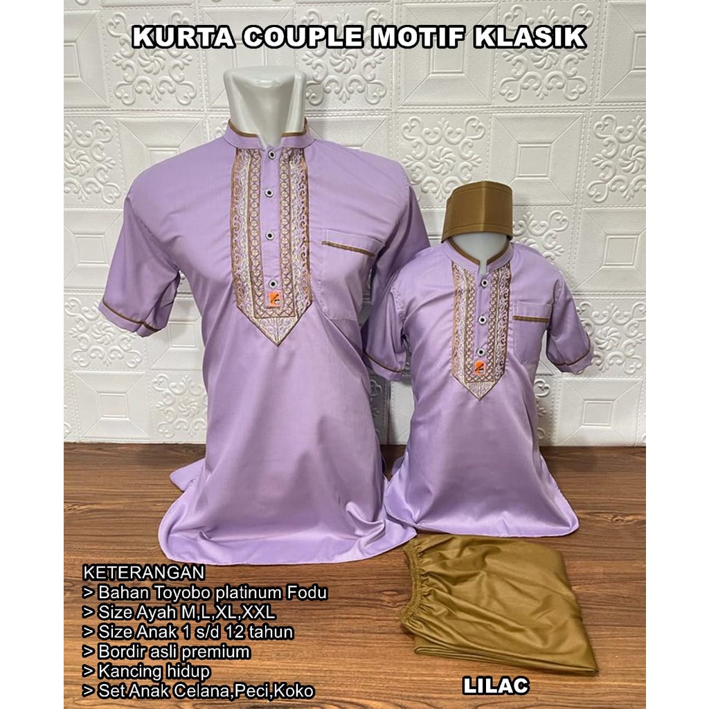 Baju Koko Couple Model Pakistan - Atasan Muslim Pria kurta - Sarimbit Lebaran kembaran Murah