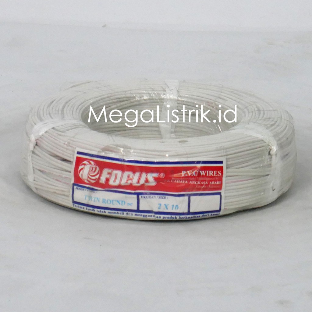 FOCUS KABEL LISTRIK PUTIH TWIN ROUND / TR 2 X 10 TEMBAGA ( 100 METER )