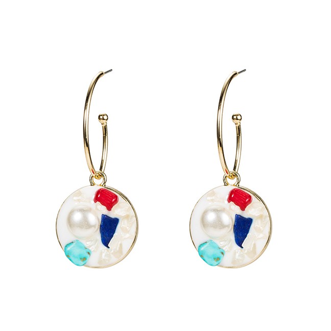 LRC Anting Tusuk Fashion 925 Silver Needle Alloy Pearl Drop Earrings F894XX