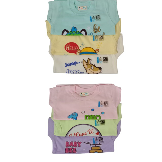 Baju Kaos Anak Baby ONE BABY Oblong Bayi Pendek Sablon S M L ( 3pcs )