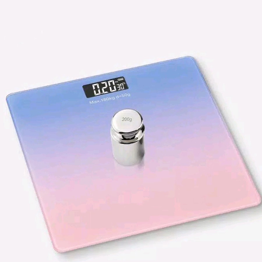 Timbangan Badan Digital Motif Rainbow Pelangi Kaca Tempered Ukuran 26x26cm Electronic Personal Scale Weight 180kg