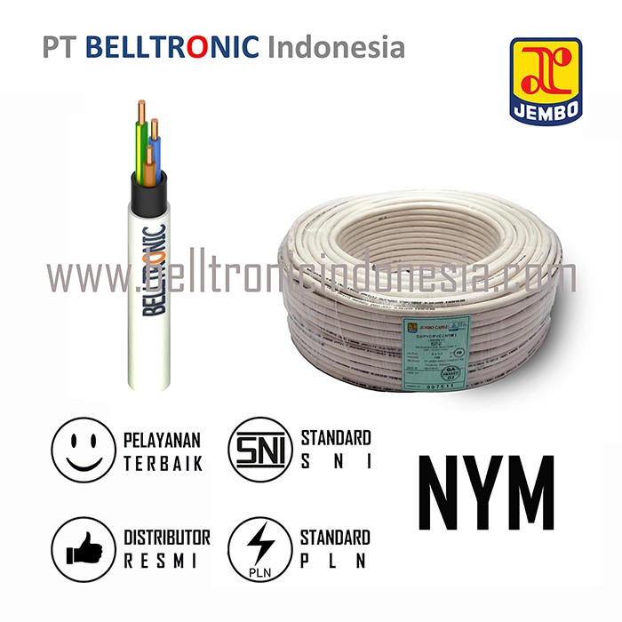 Kabel listrik JEMBO,NYM 2x2.5mm,1 roll@50 meter