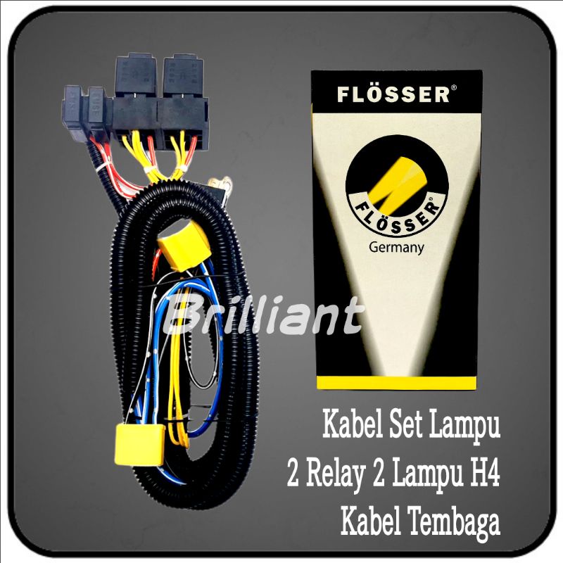 Kabel Set Relay Mobil Untuk Lampu H4 - 2 Relay / 2 Lampu - Kabel &amp; Relay Original