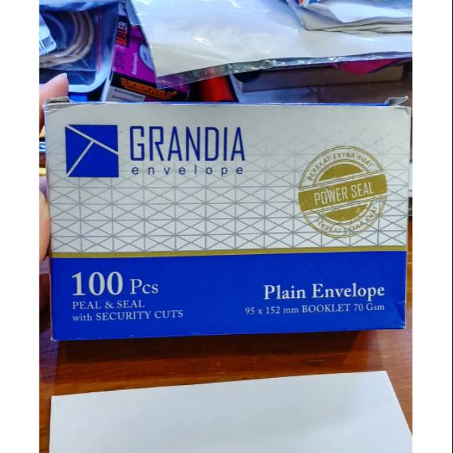 

Amplop putih grandia/merek lain 95x152mm 70gr(lem,10lbr)