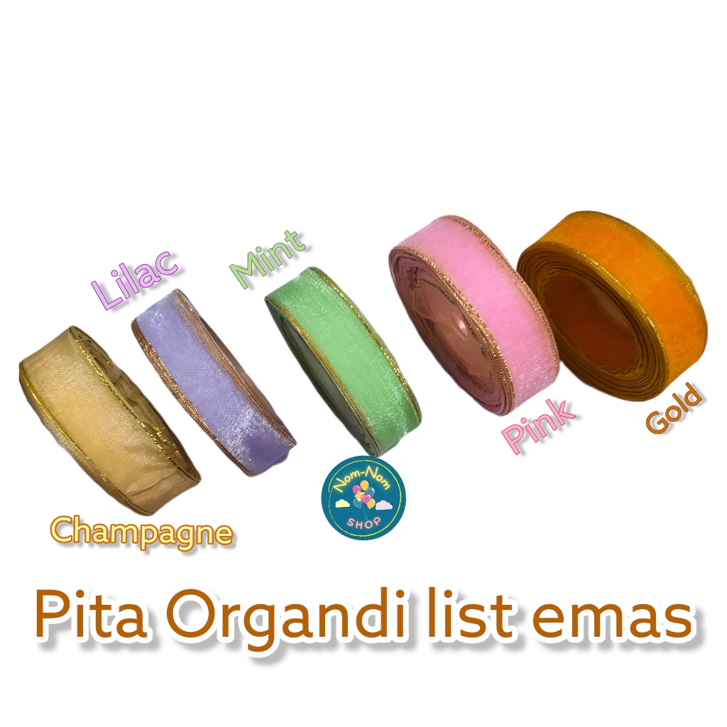 

Pita Organdi List emas pita buket pita bouquet balon bobo 2 cm