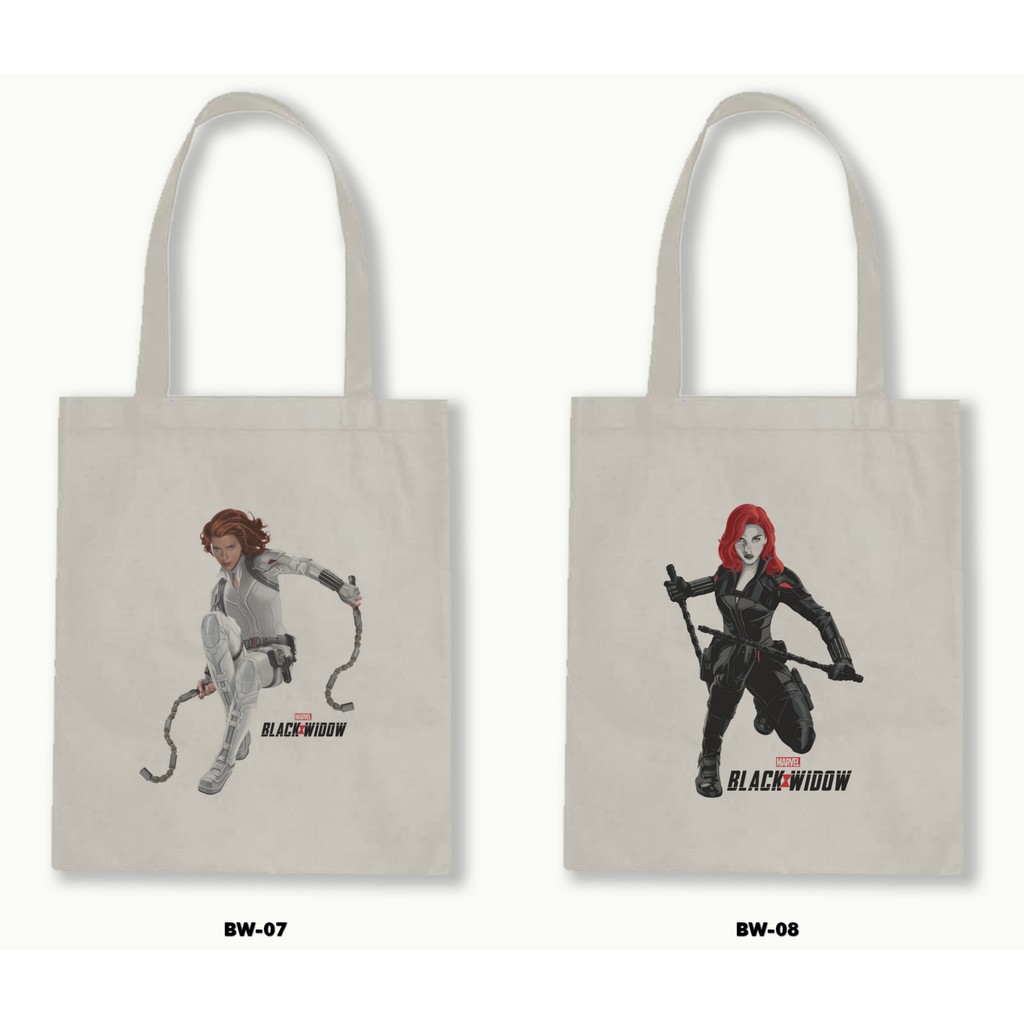 Tas Tote Bag Resleting Kanvas/Blacu  - Black Widow