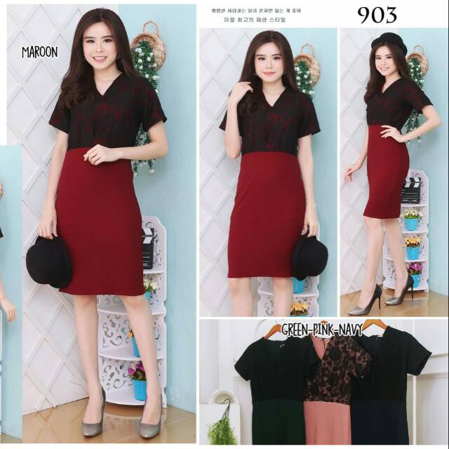 Dress scuba brokat import