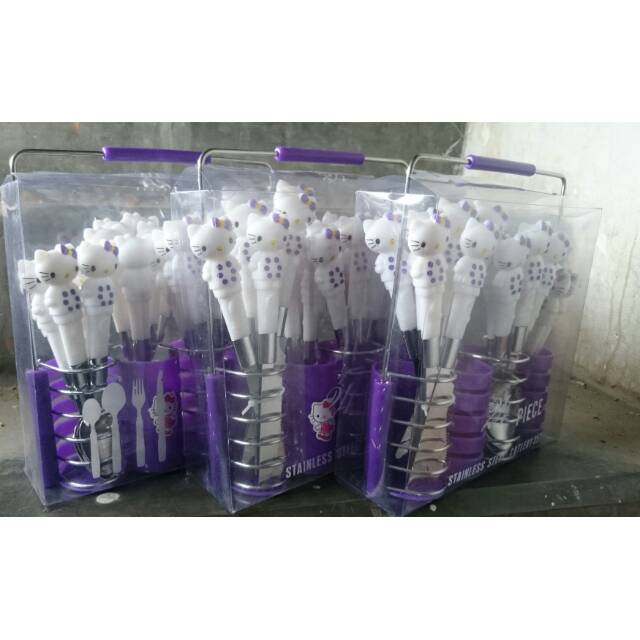 Sendok set hello kitty ungu