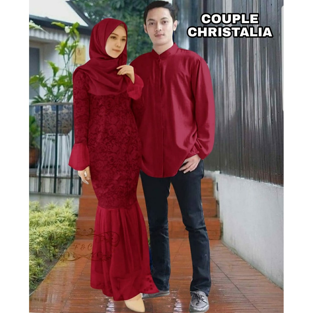 REAL VIDEO Muslim Couple Gamis Kondangan Talia SIZE L - XXL 5WARNA / TC / Pakaian Gamis Pasangan Big